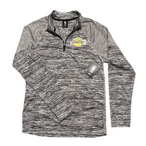 Los Angeles Lakers NBA Quarter Zip Pullover Men’s Small Gray Long Sleeve NWT